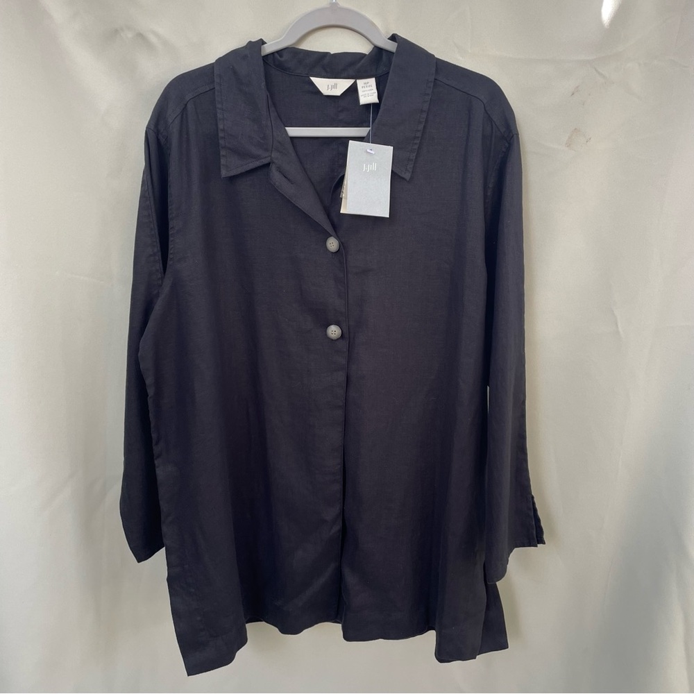 NWT J. Jill Linen Button up tunic split at waist Sz 16P
